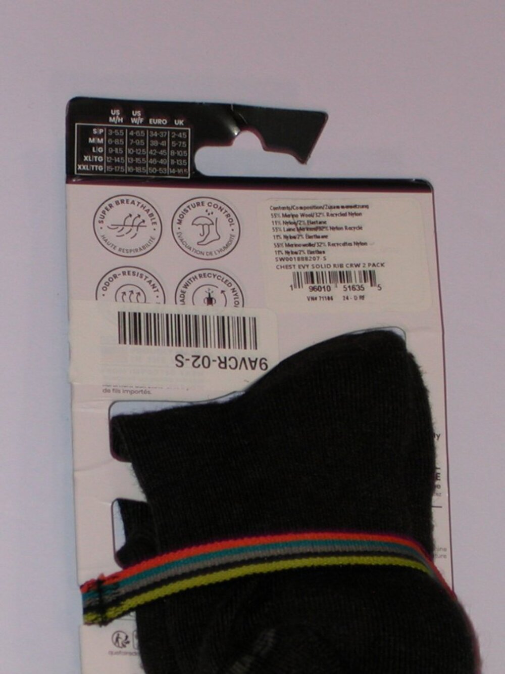 2 Pack - SmartWool Everyday Solid Ribbed Crew Socks Women's Small NWT Chestnut - Picture 5 of 7